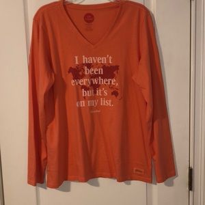 Orange Life is Good long sleeve v-neck T-shirt